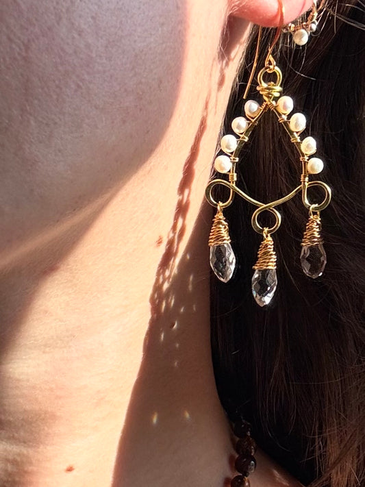 Brass Belle Earrings ~ multi gem options