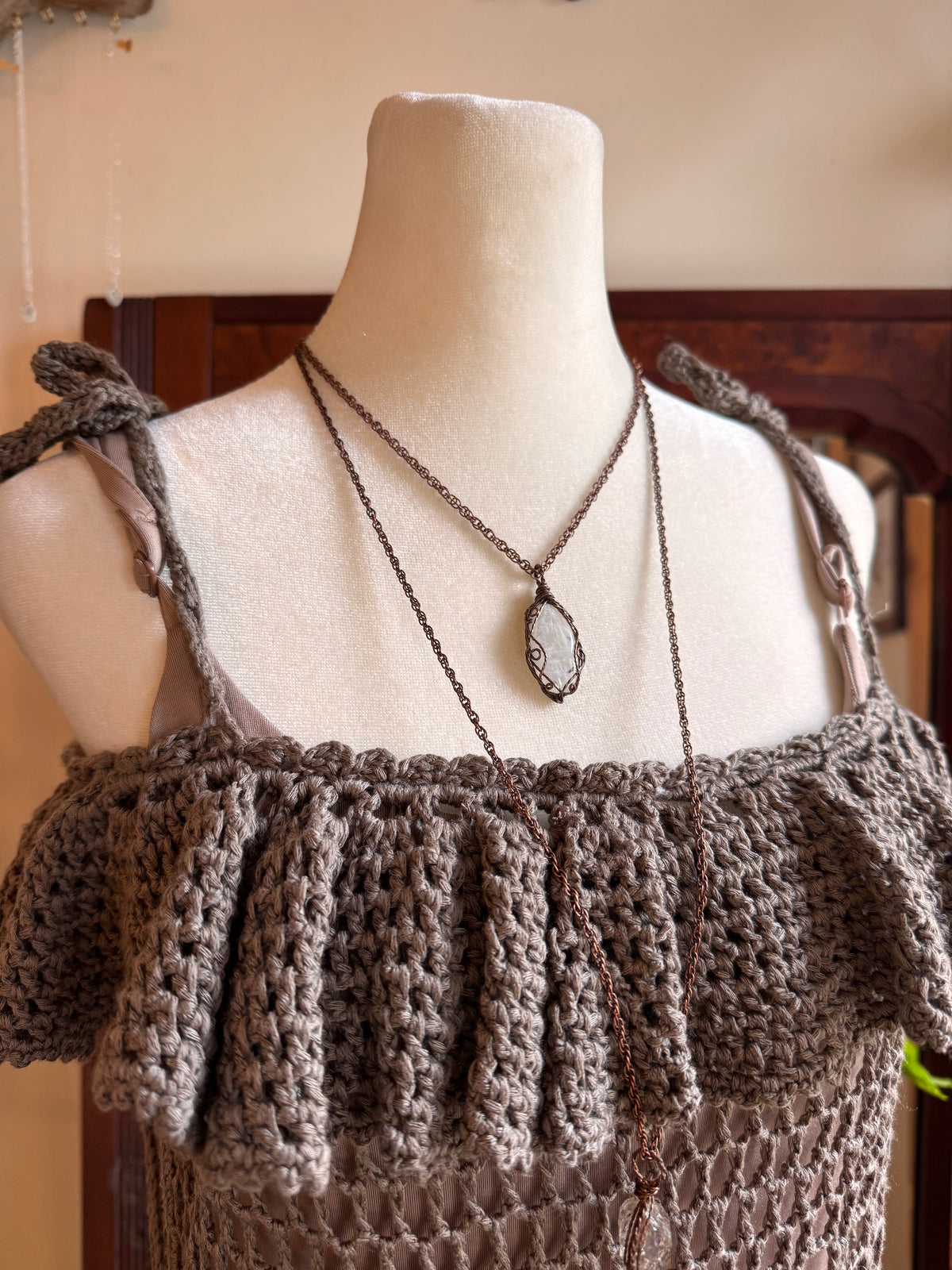 Size M/L rabbit hair brown knit off the shoulder dress