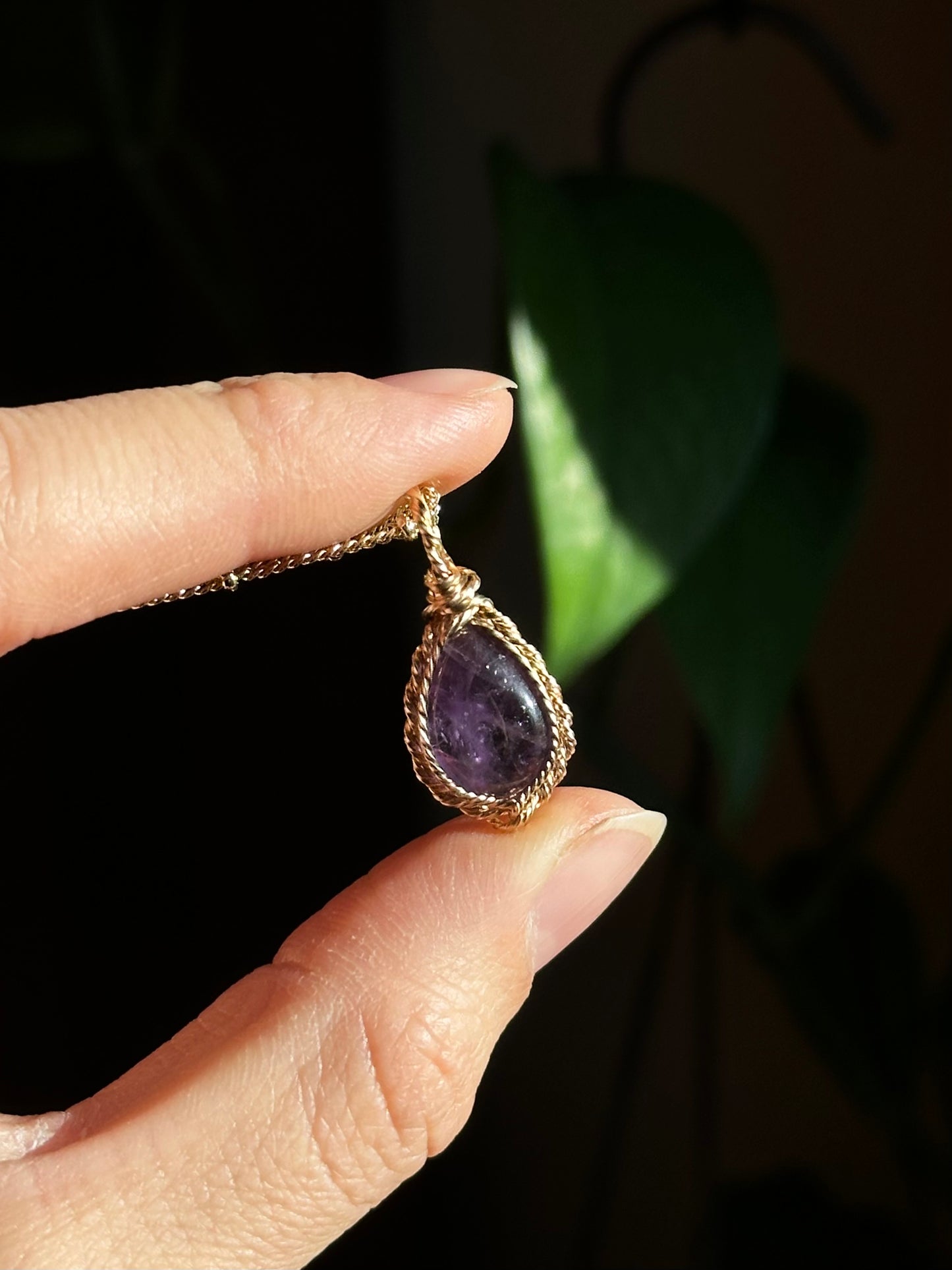 Amethyst Teardrop in 14k Gold