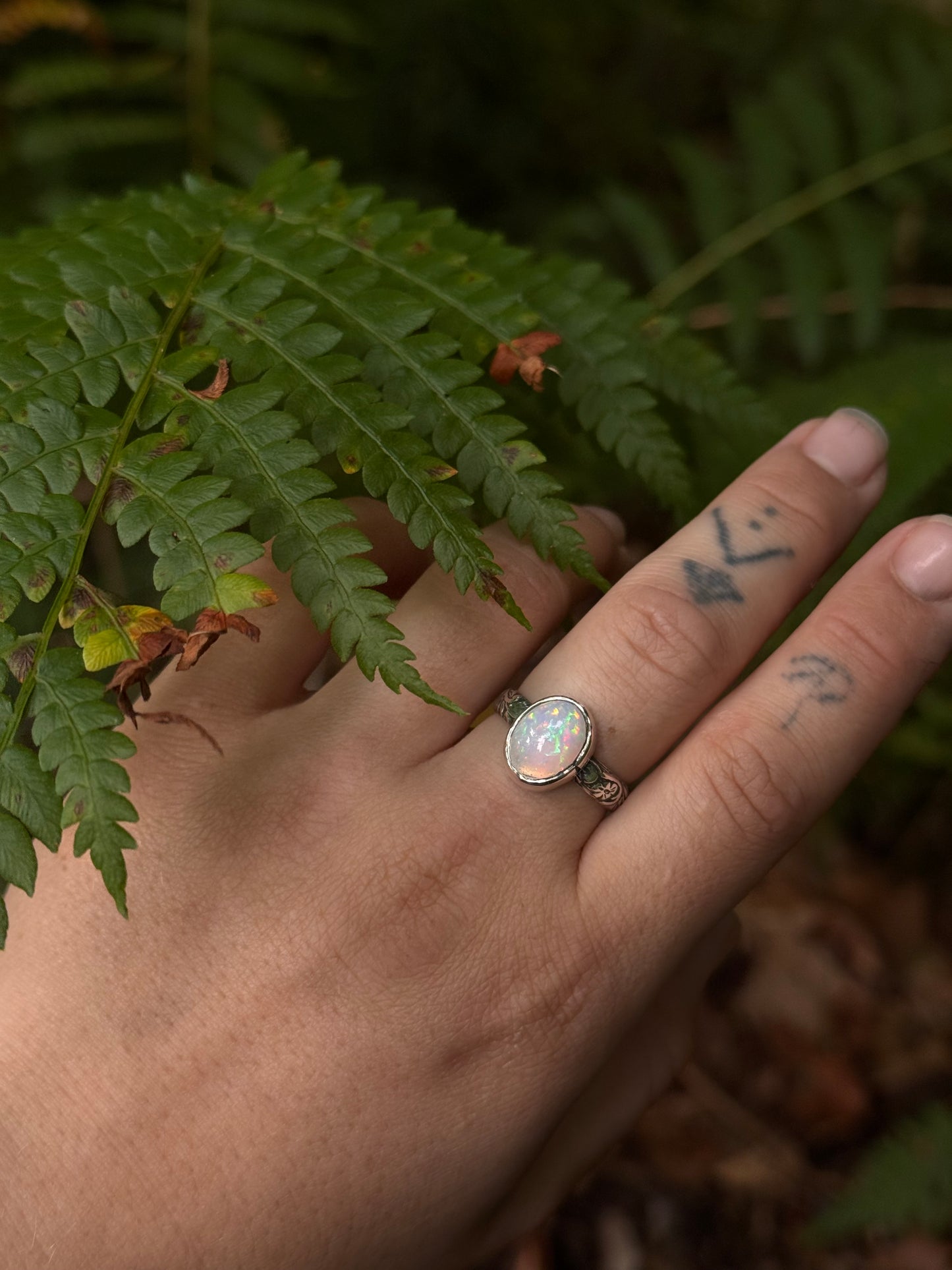 Genuine Opal Fairy Ring ~ size 9