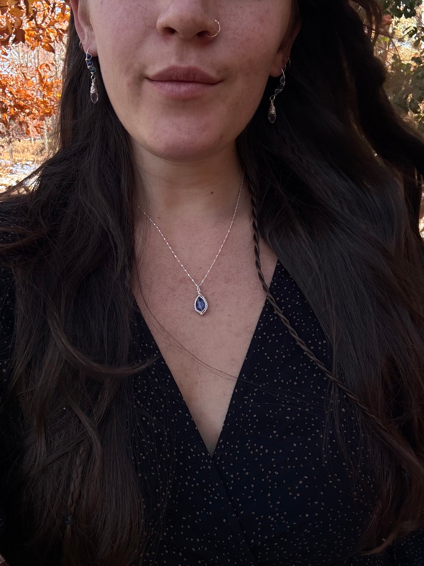 Kyanite Elf Earrings ~ solid sterling hooks and all!