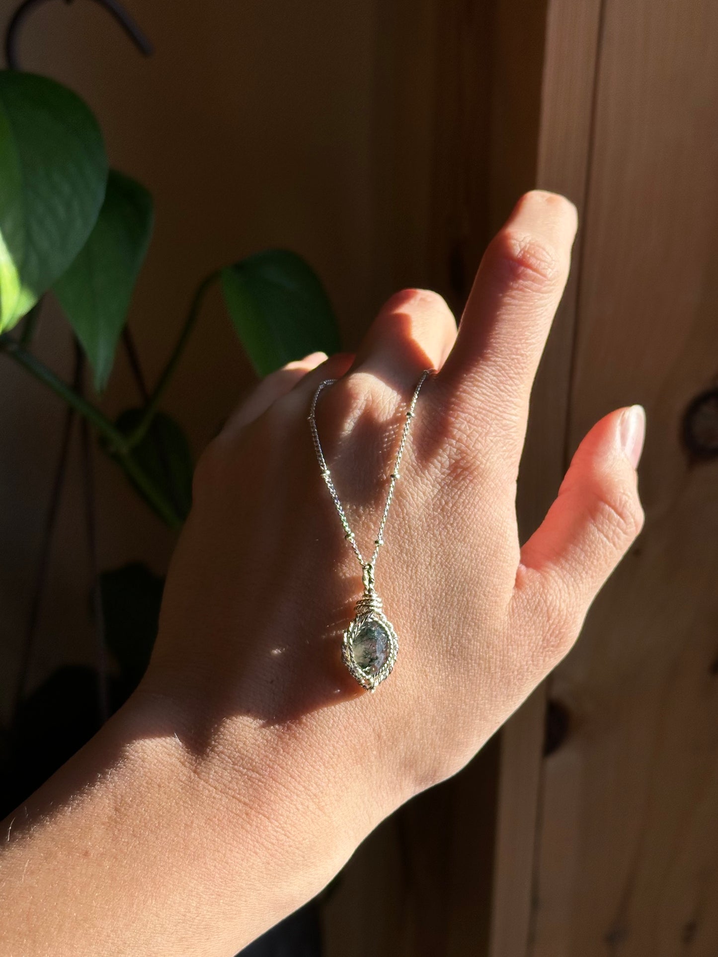 Mini Moss Agate in Sterling Silver