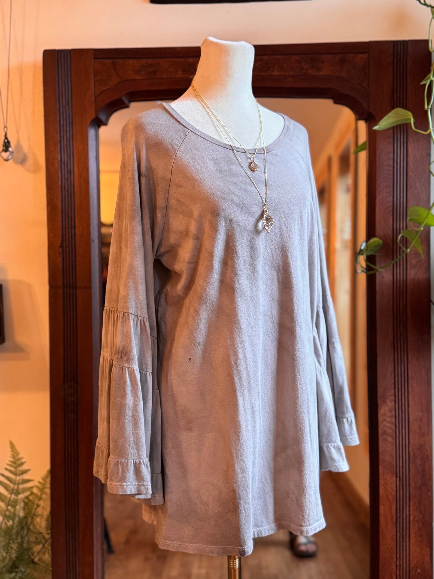 Eco Dye ~ Upcycled bell sleeve top size M