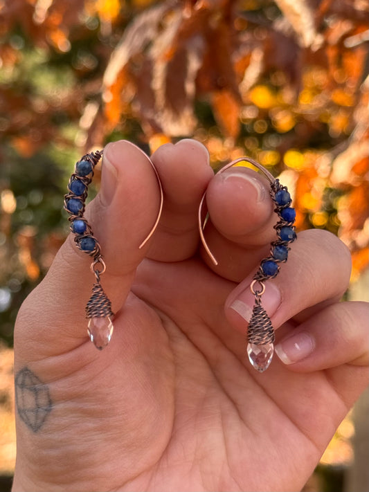 Kyanite Elf Earrings ~ Copper