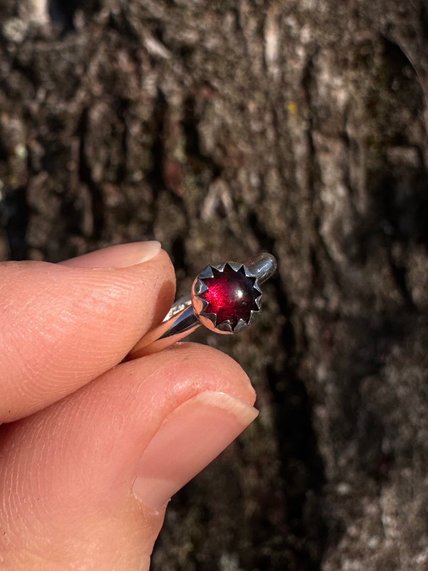 Sterling Garnet Ring ~size 4.5