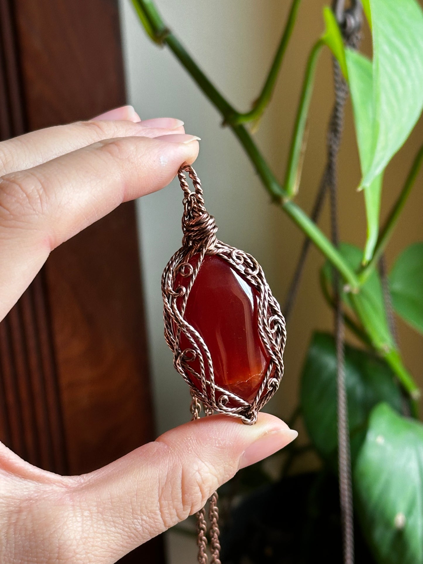 Orange Chalcedony Druid in copper