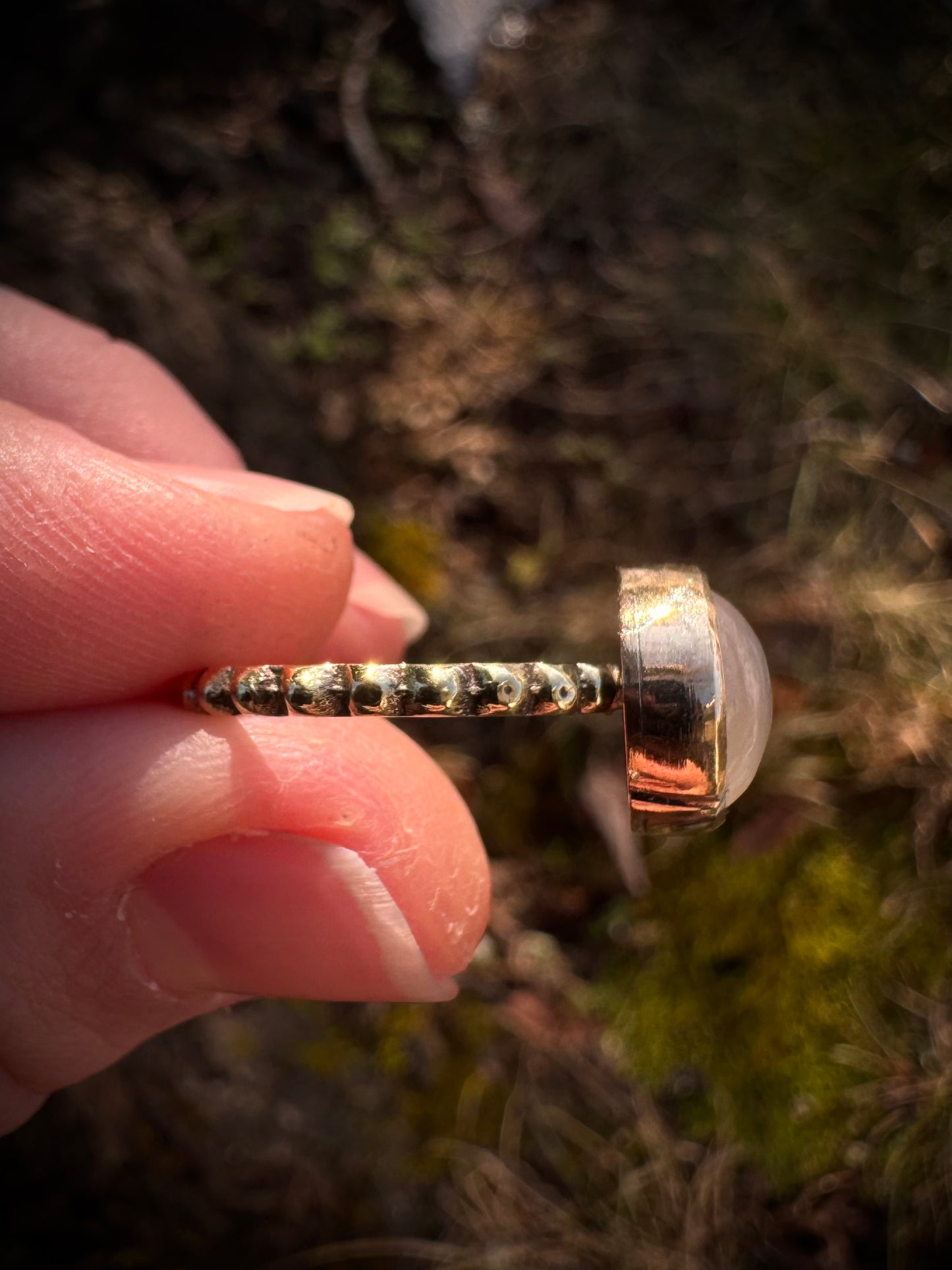 Brass Moonstone Ring ~size 7
