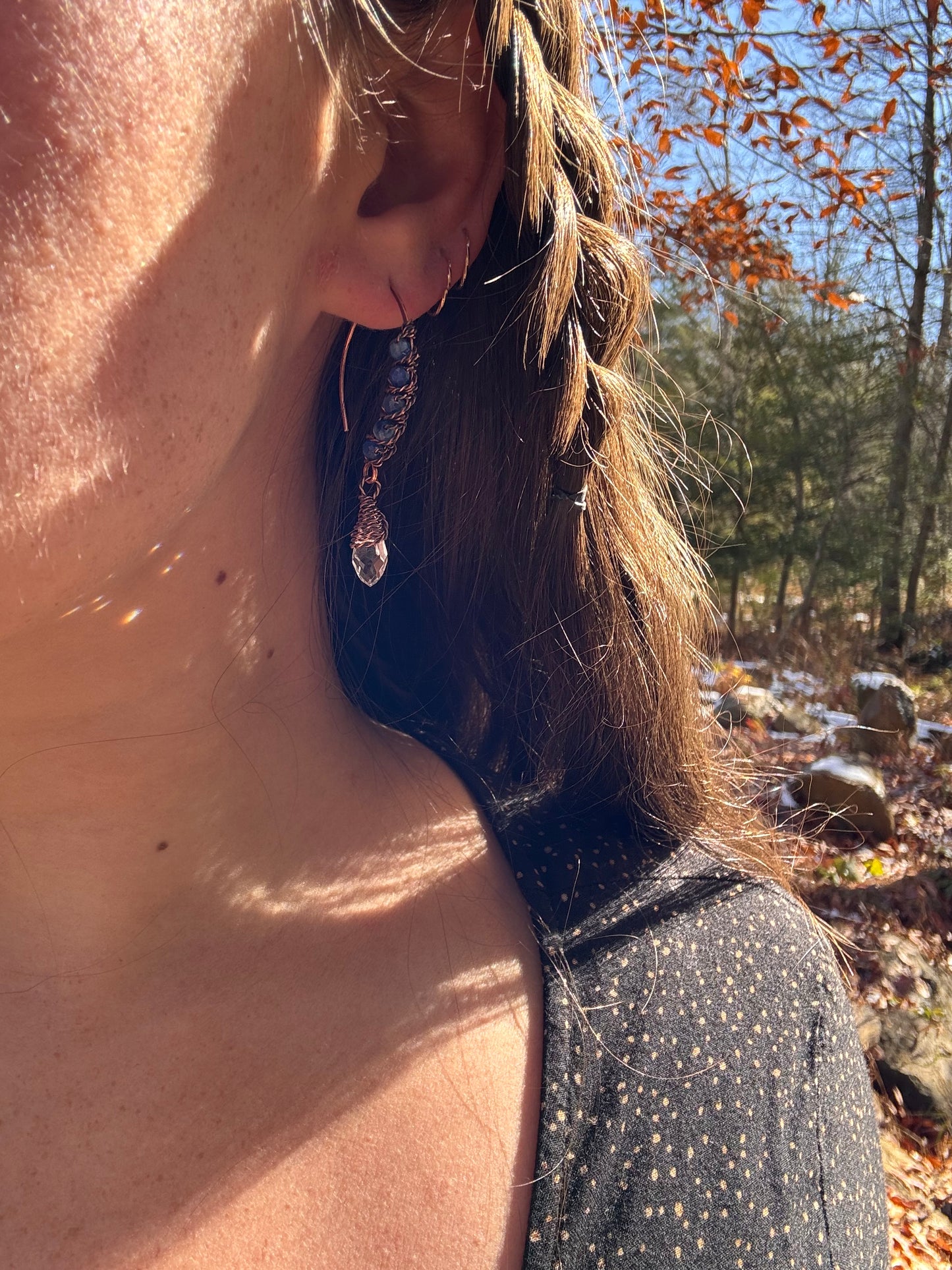 Kyanite Elf Earrings ~ Copper