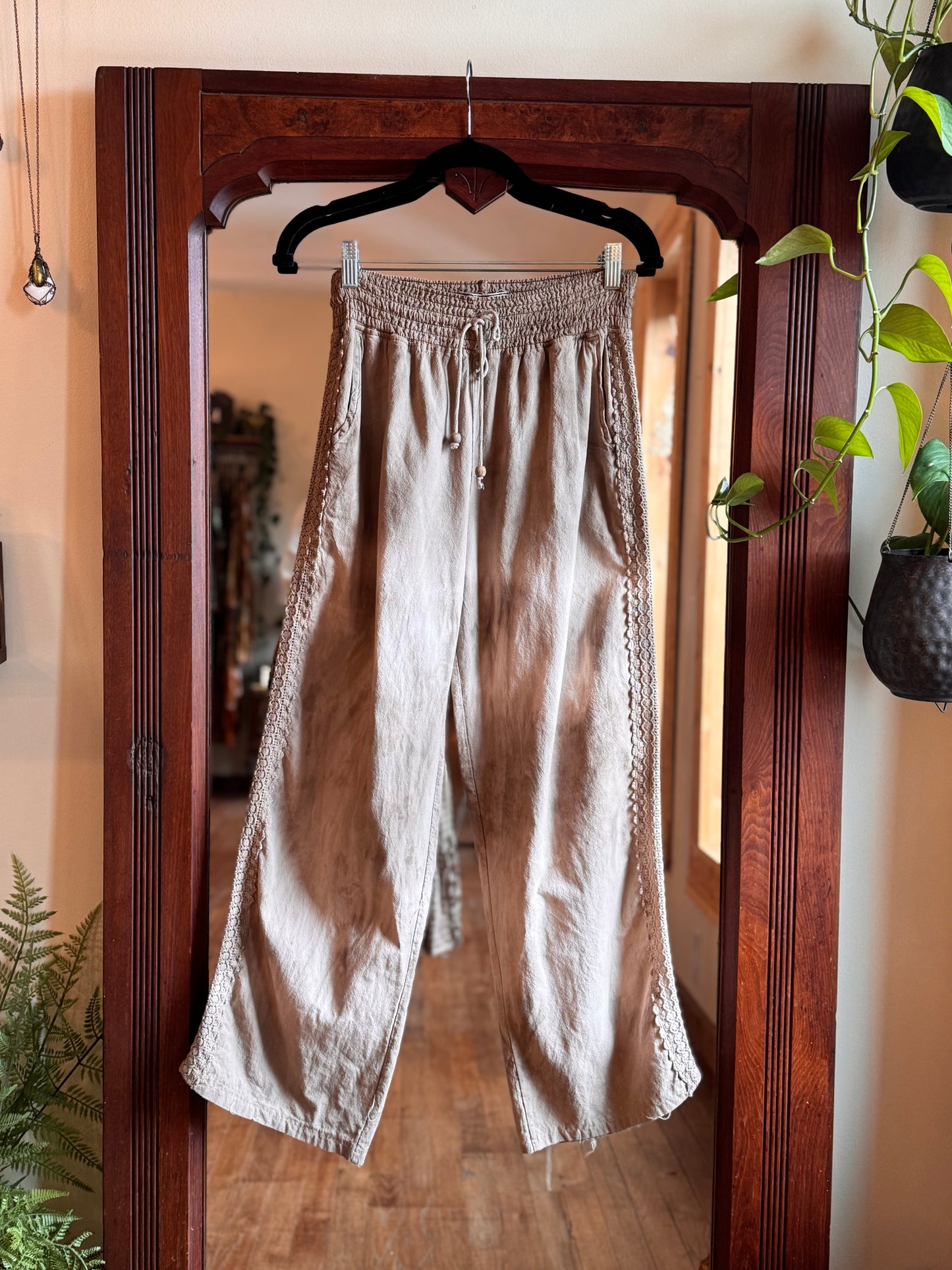 Eco Dye ~ Upcycled drawstring pants size S-M