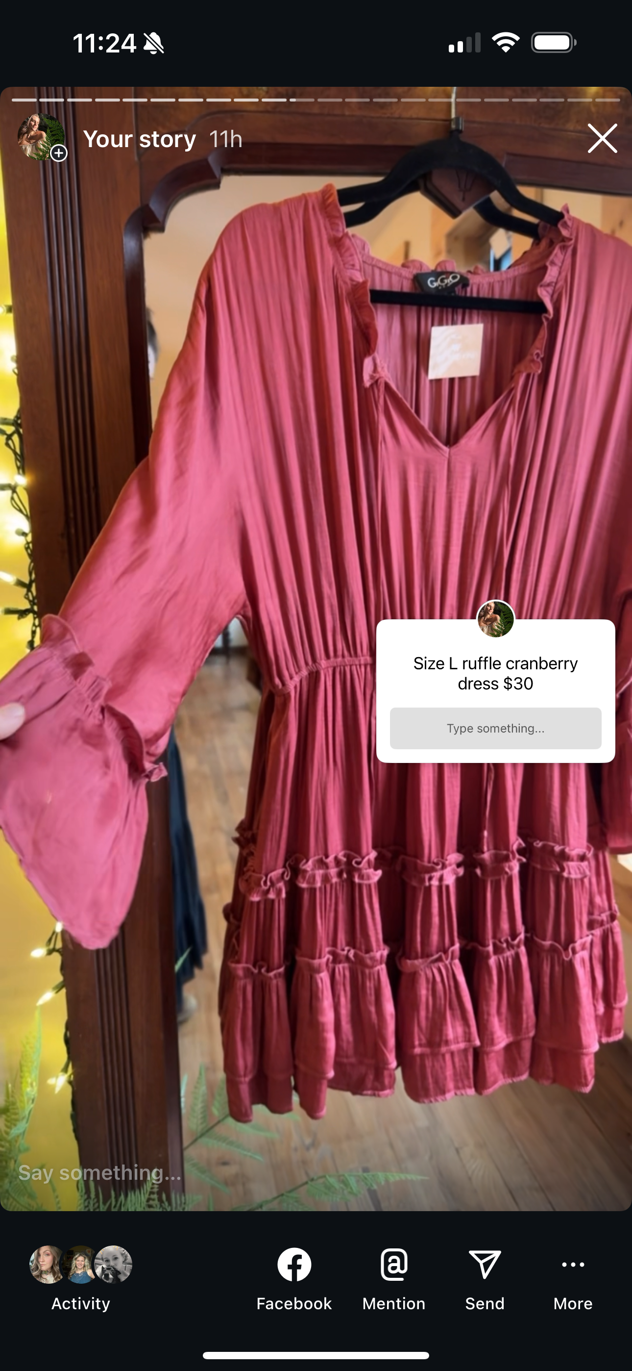 Size L cranberry ruffle dress