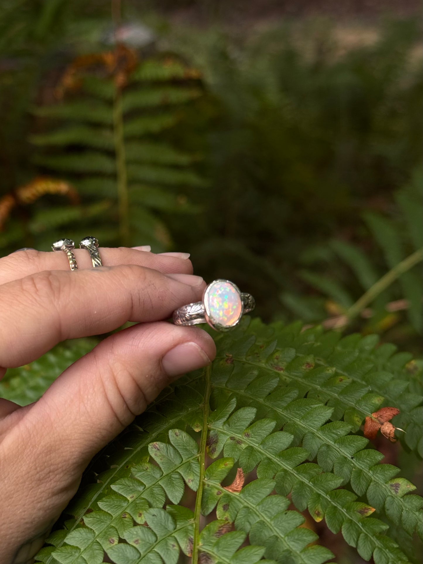 Genuine Opal Fairy Ring ~ size 9