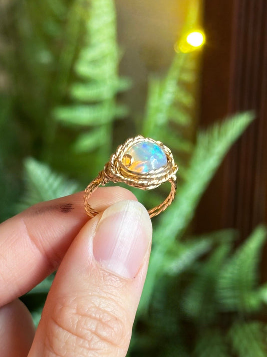 Opal Statement Ring ~ 14k Gold size 8