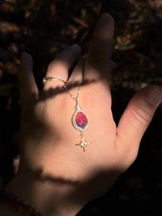 NEW Dark Aura Opal Starling necklace ~ Sterling Silver