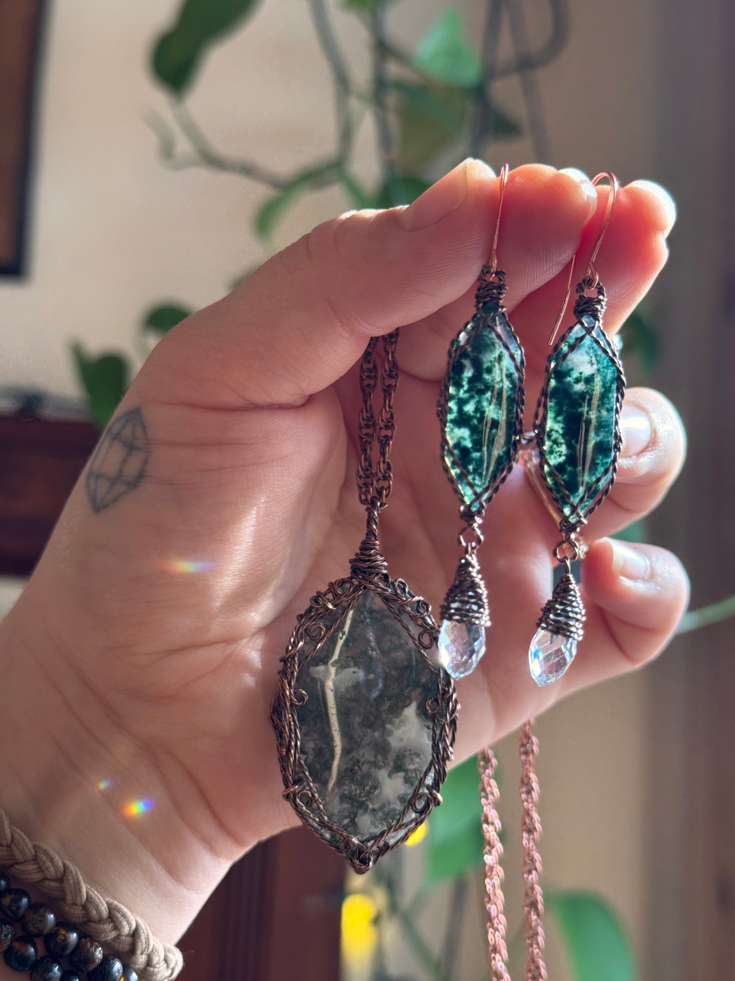 Moss agate earrings