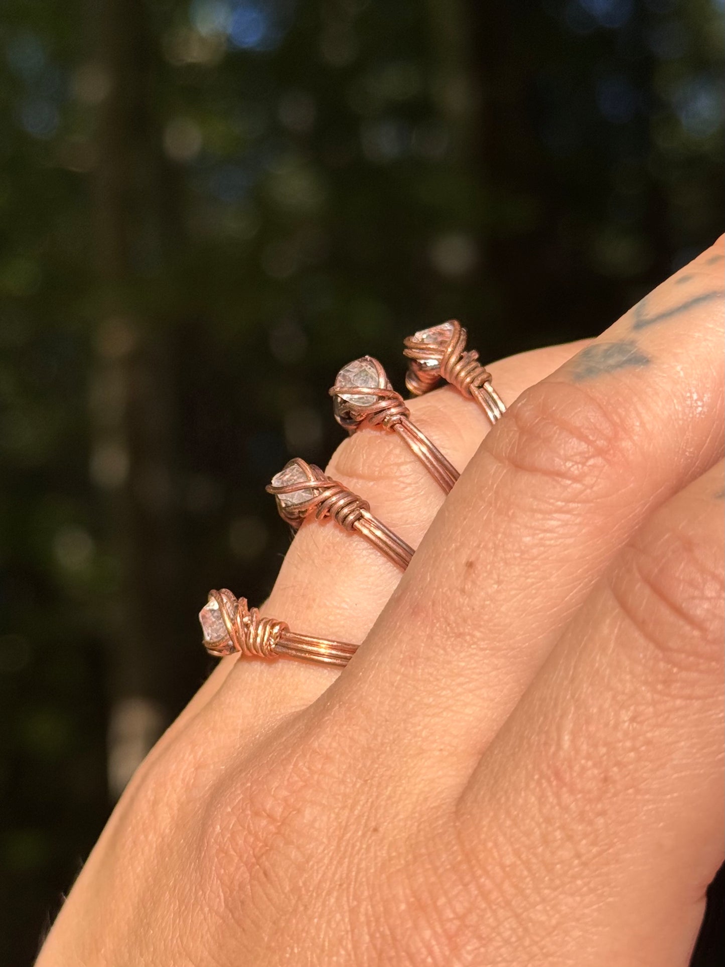Raw Herkimer Diamond Ring ~ Copper sizes 6-10