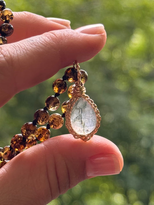 14k Gold Pastel Moss Agate Dublet