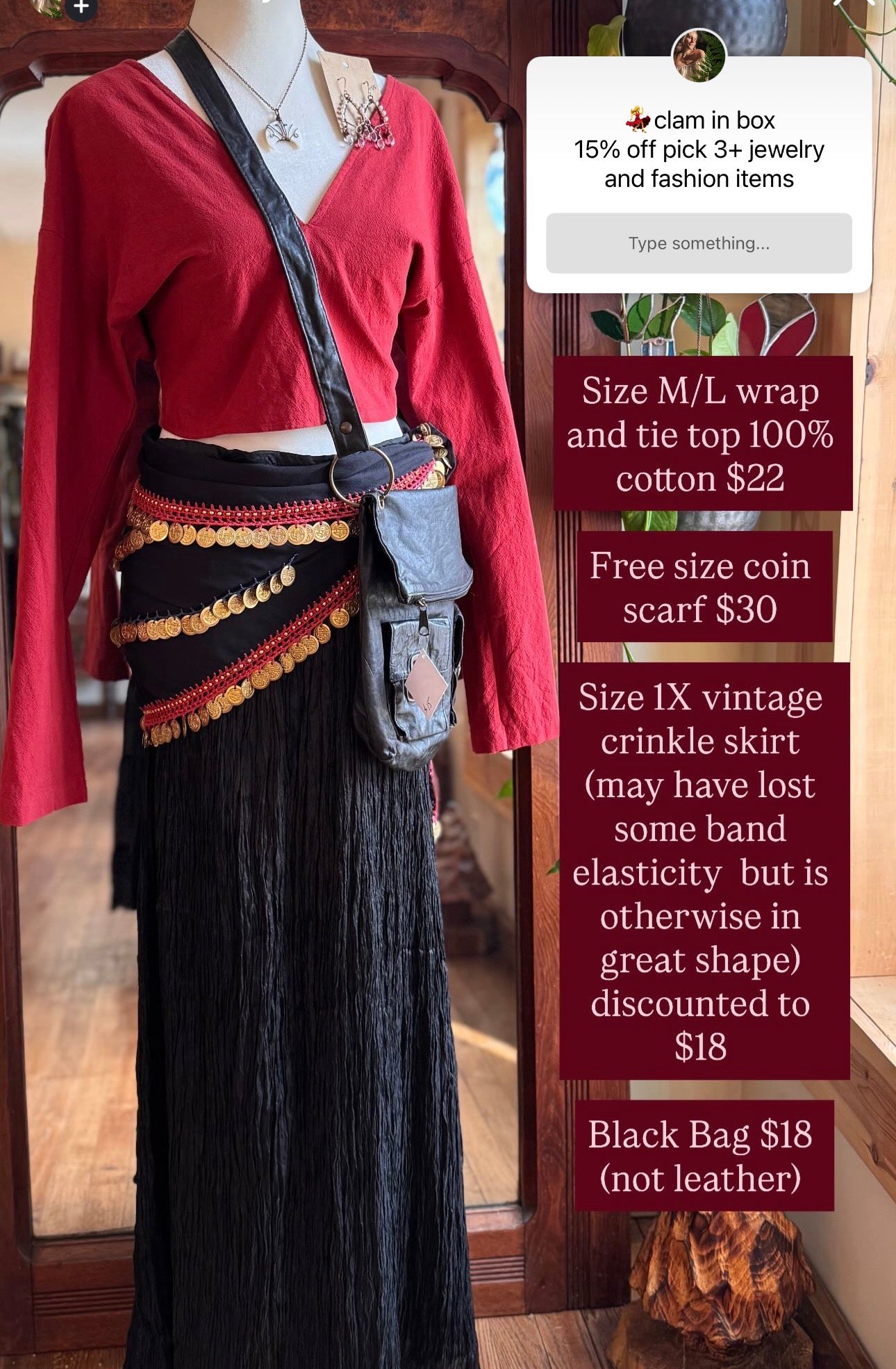 Red wrap top M