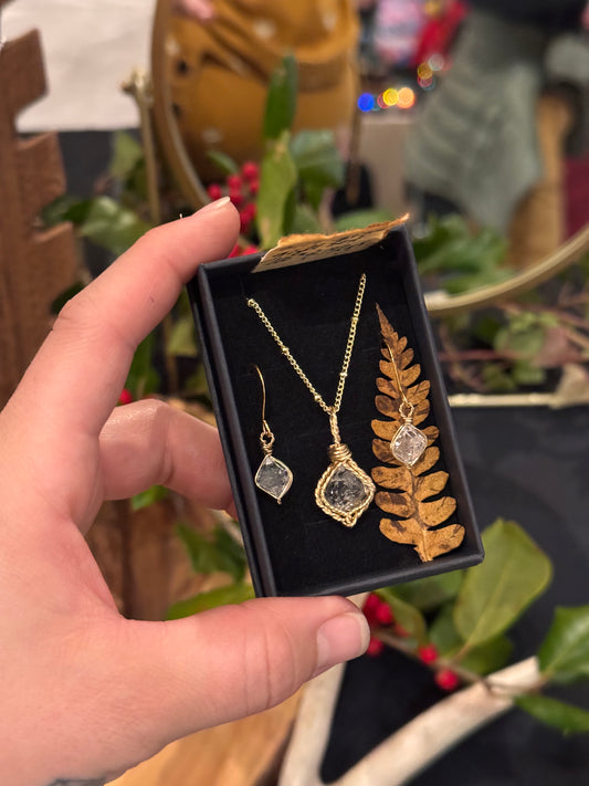 14k gold Herkimer Diamond gift set