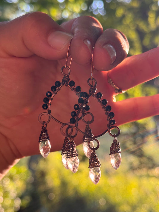 New Belle Earrings ~ Copper & Black Tourmaline