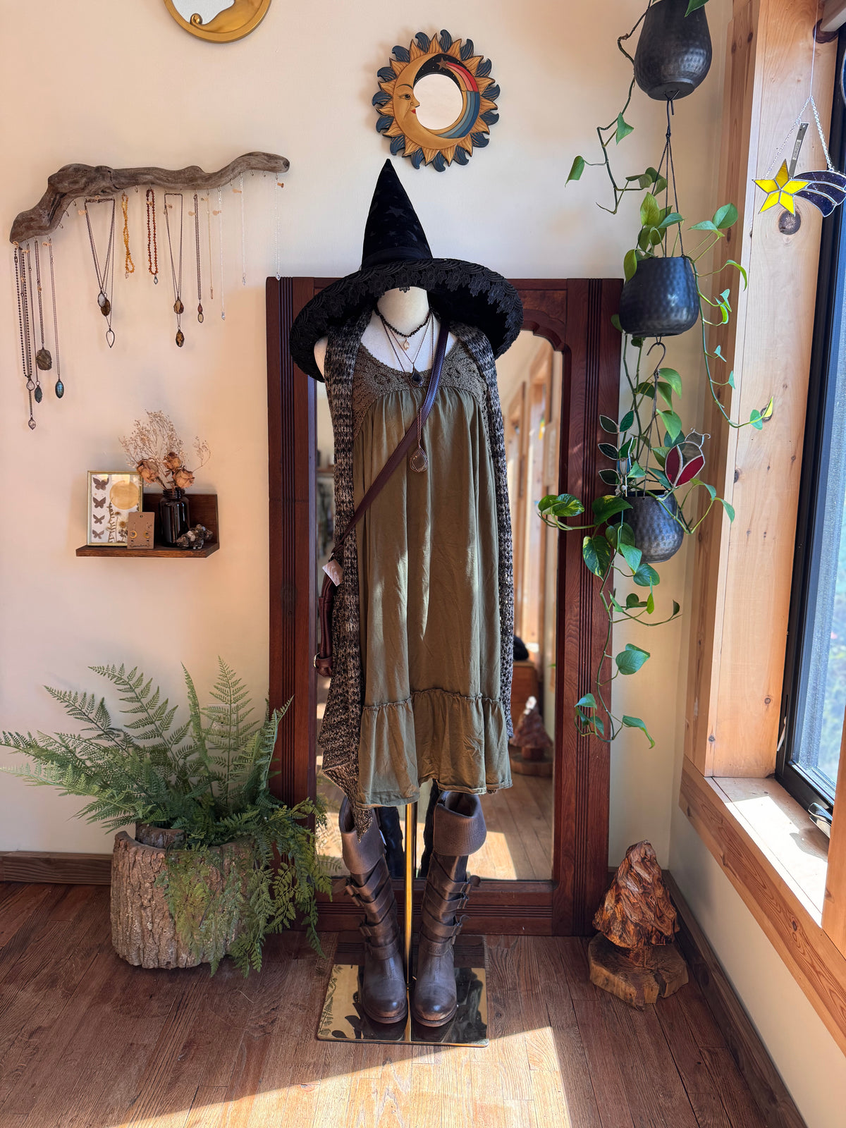 Size XL sleeveless cotton olive green dress