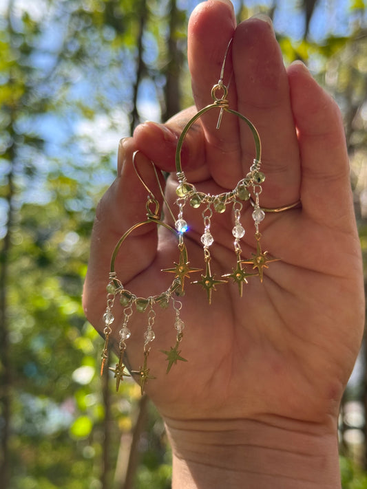 Andromeda Earrings ~ Peridot and Clear Quartz