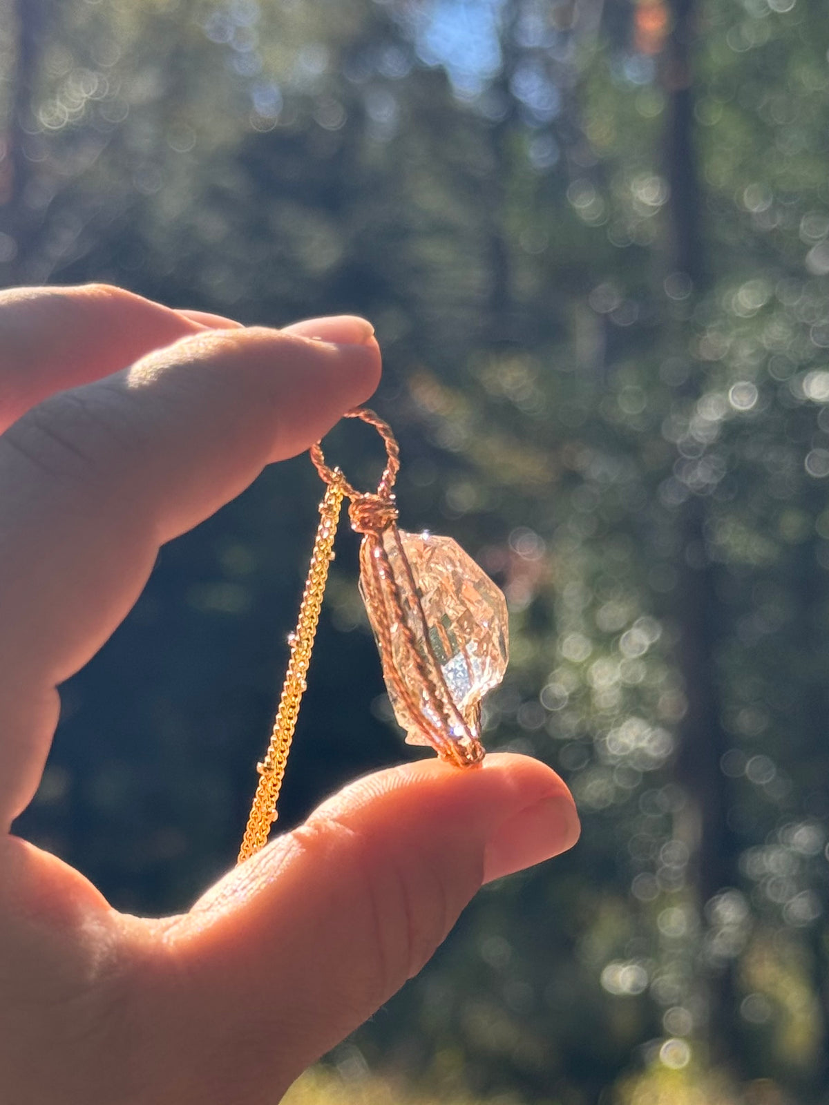 One of a Kind Herkimer Diamond in 14k Gold