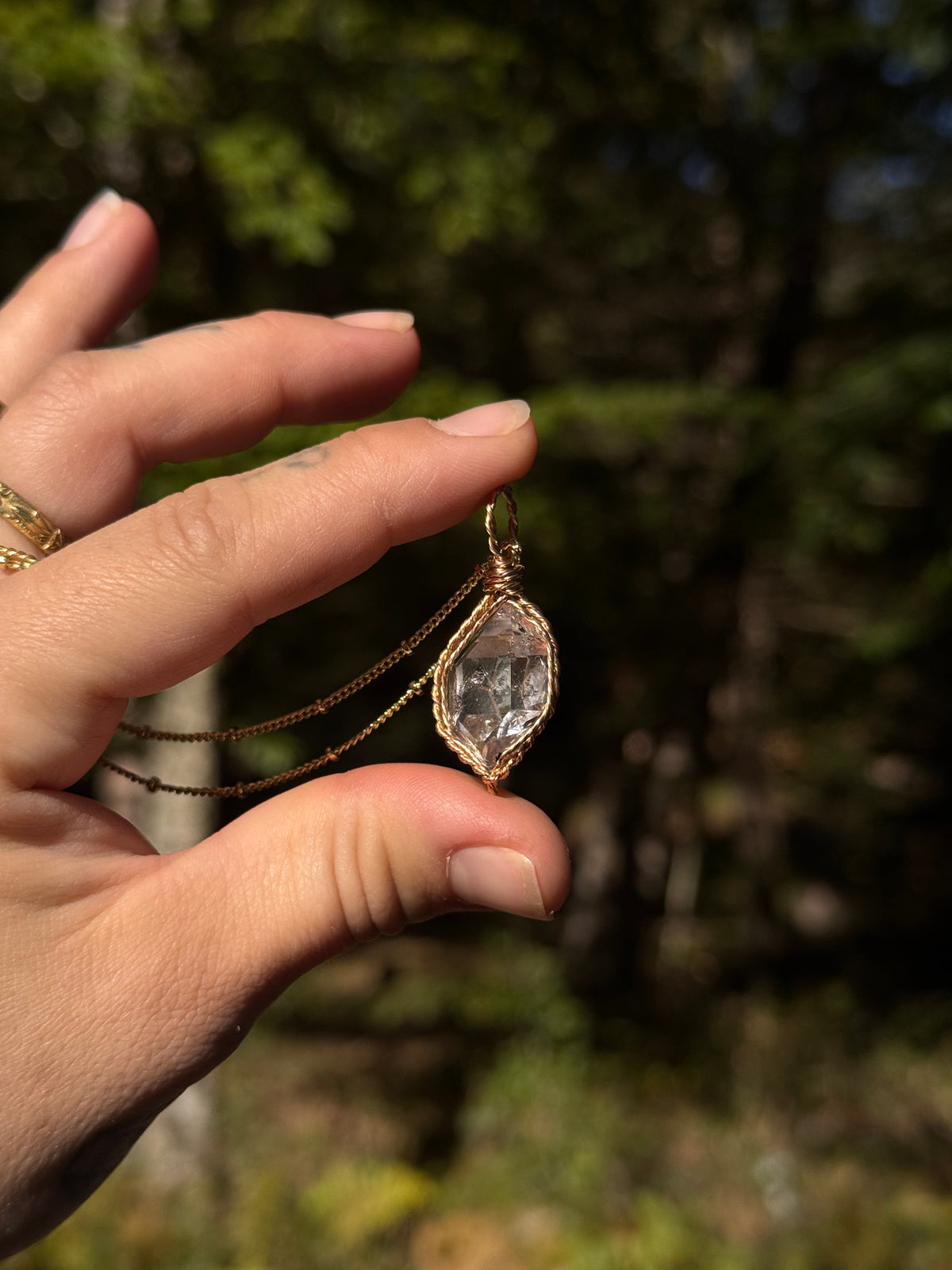 One of a Kind Herkimer Diamond in 14k Gold
