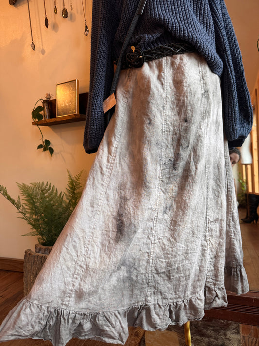 Eco Dye ~ Upcycled organic linen skirt size 6