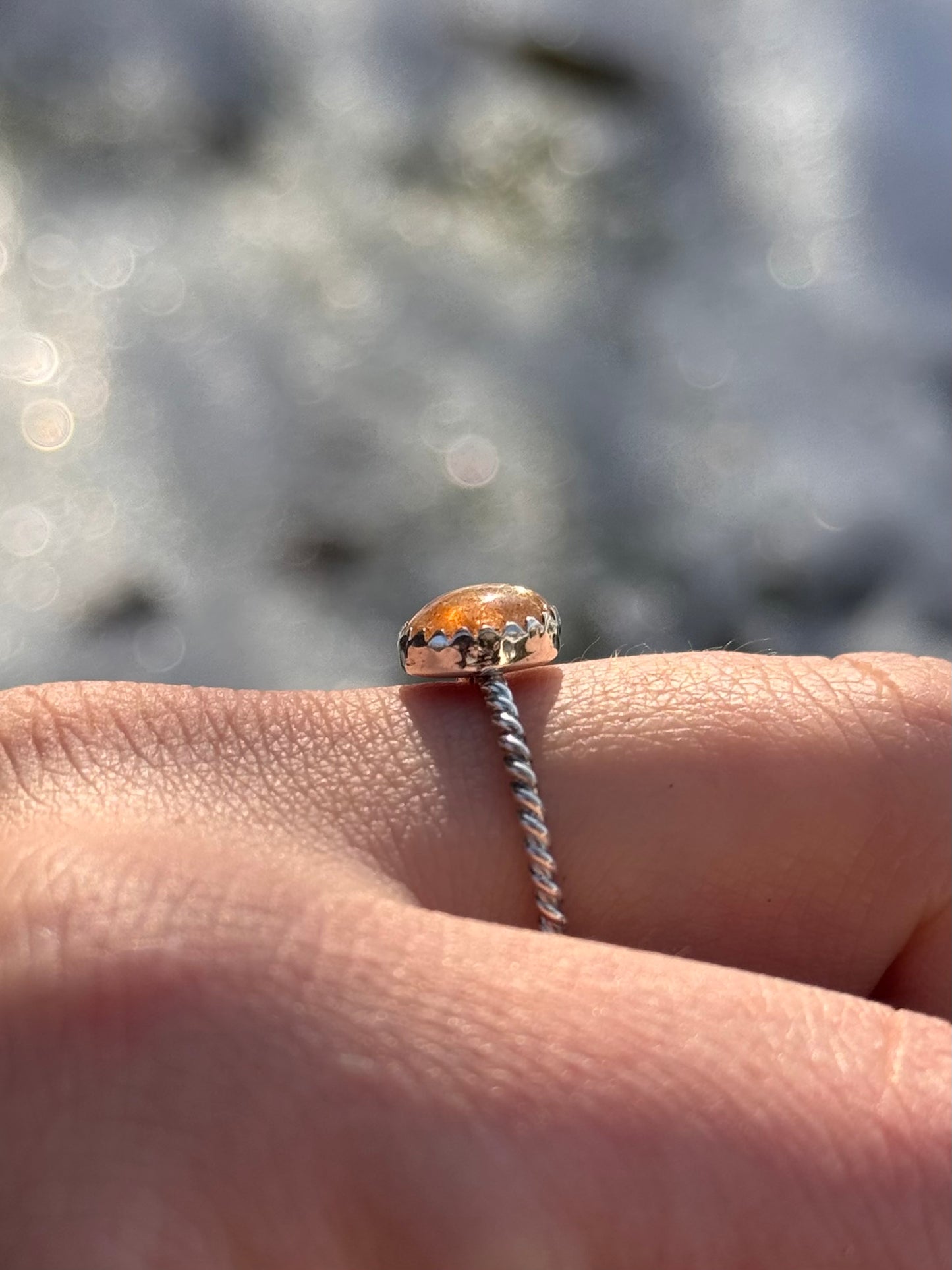 Sterling Sunstone Ring ~size 8