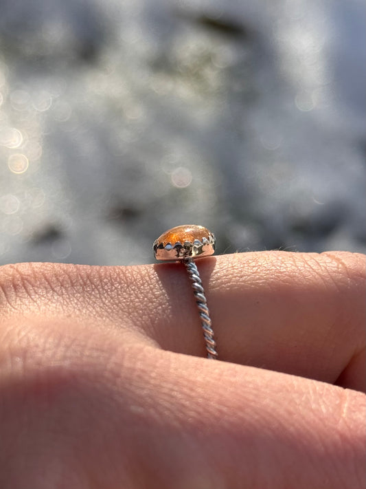 Sterling Sunstone Ring ~size 8
