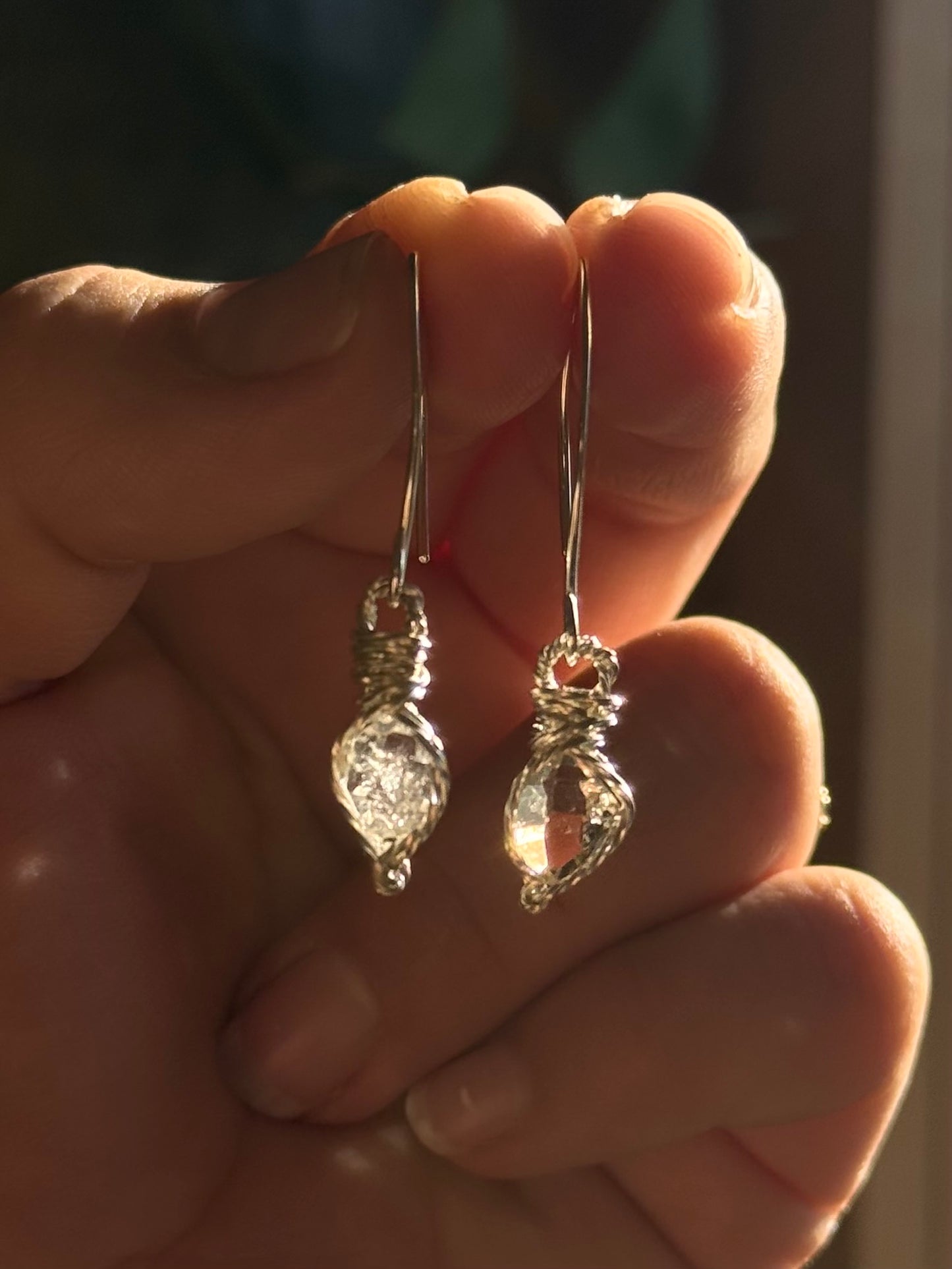 Petite Herkimer Diamond Earrings ~ Sterling