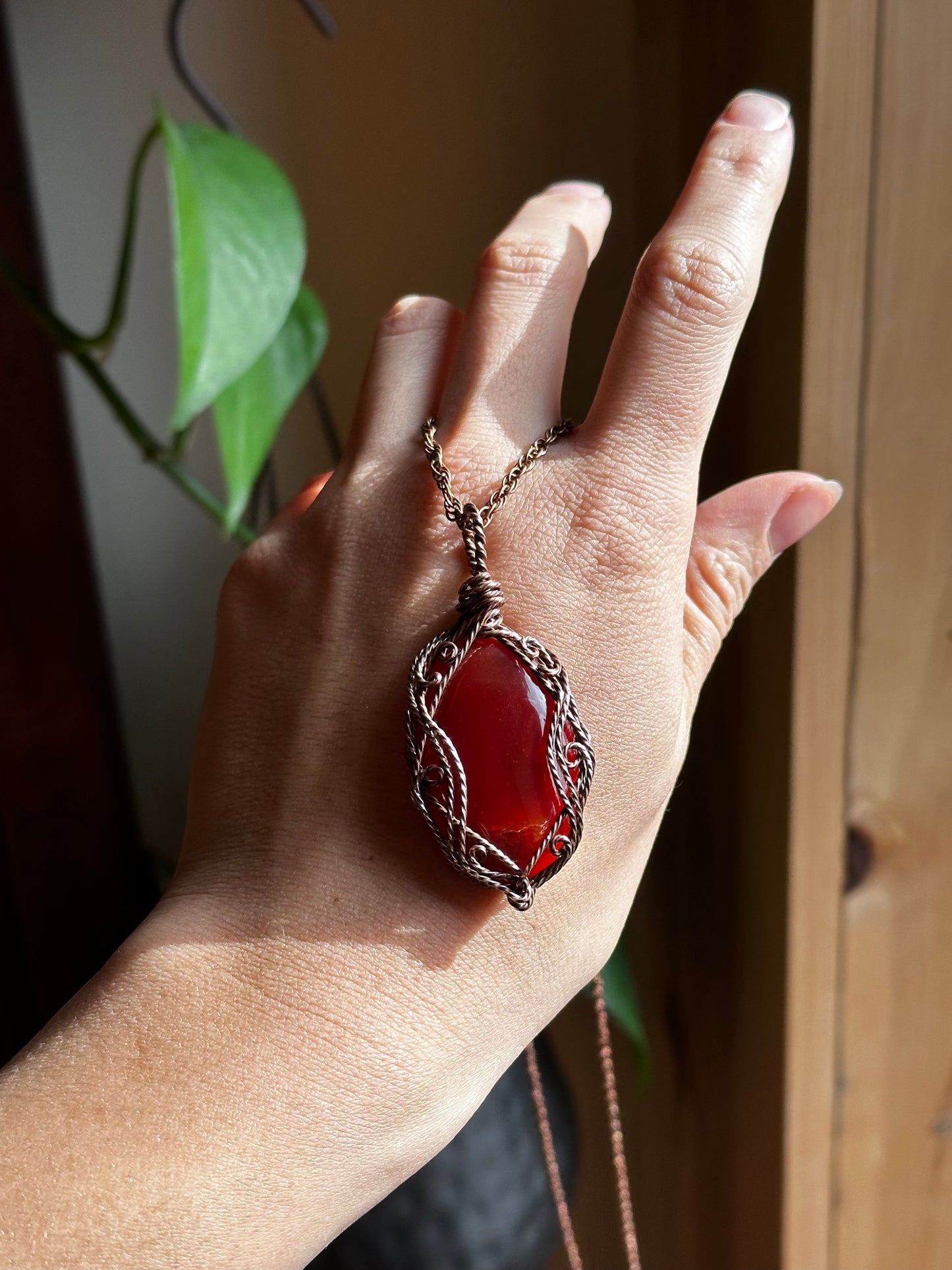 Orange Chalcedony Druid in copper