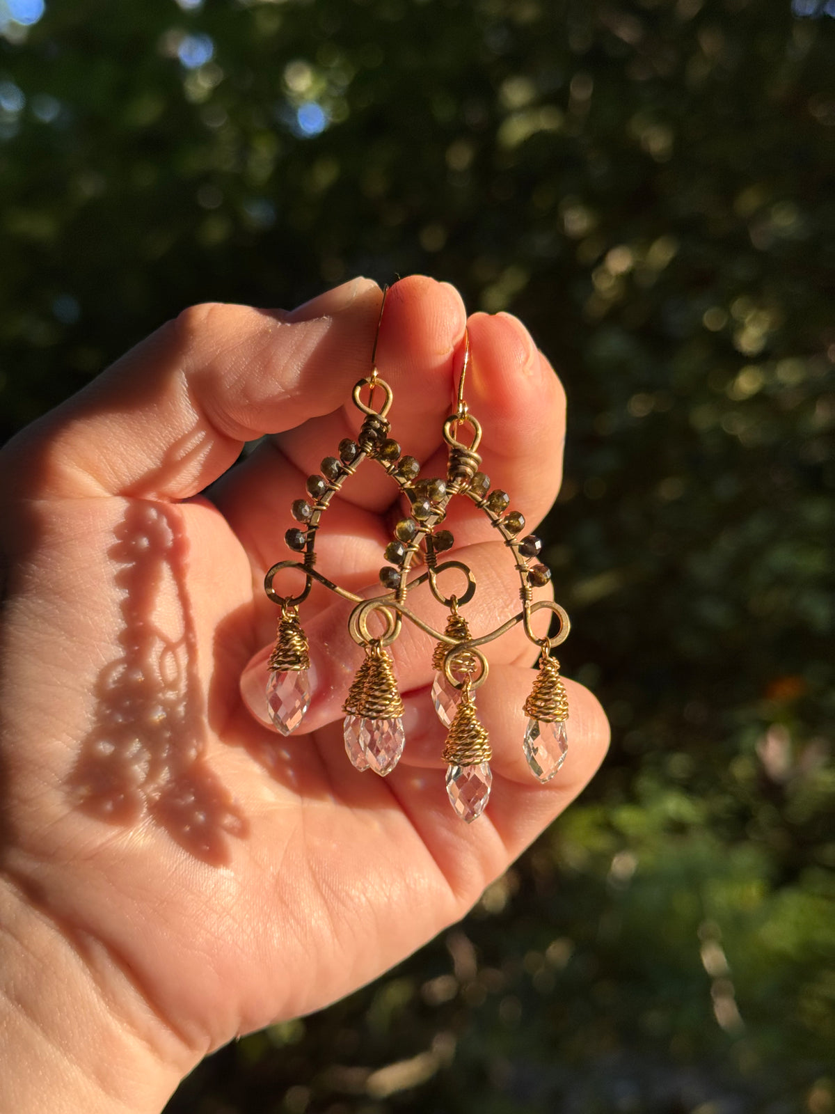 New Belle Earrings ~ Brass & Gold Obsidian