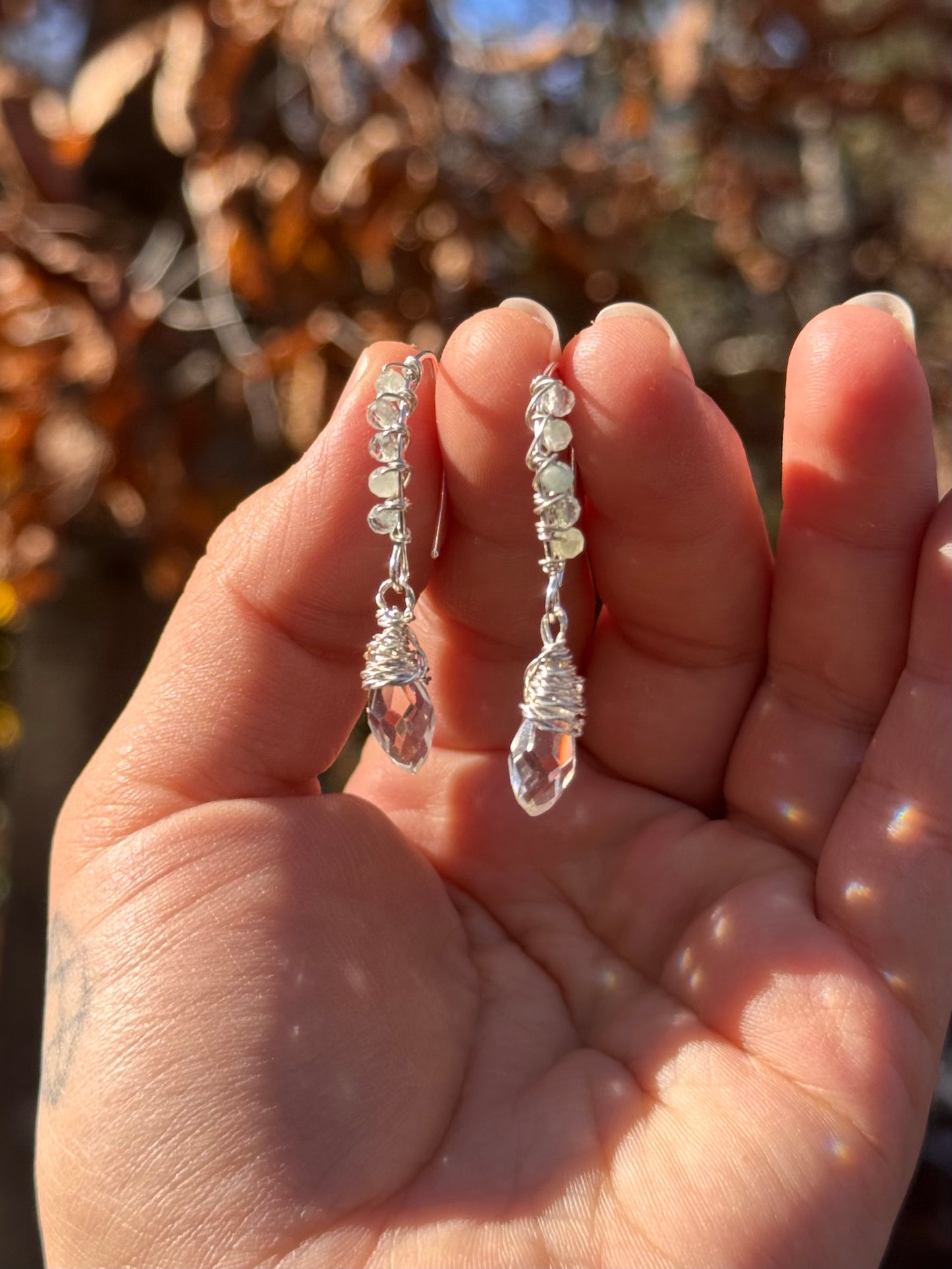 Aquamarine Elf Earrings ~ solid sterling hooks and all!