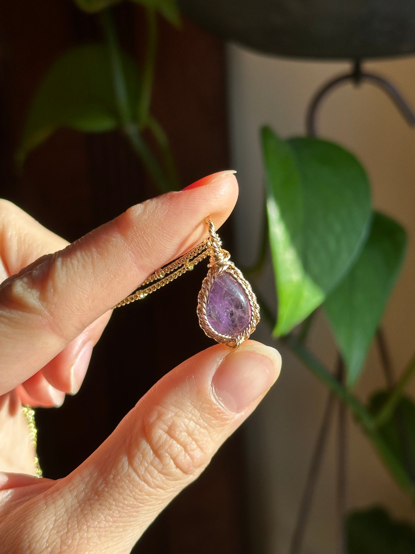 Amethyst Teardrop in 14k Gold