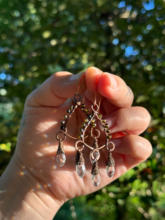 New Belle Earrings ~ Copper & Gold Obsidian