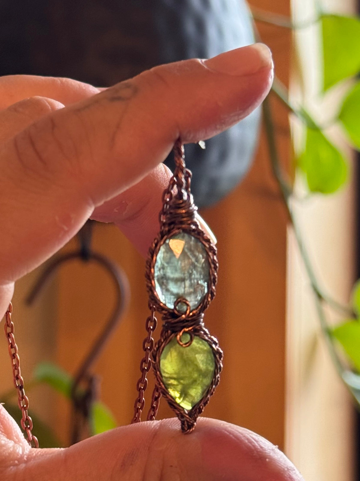 Kyanite & Vesuvianite Freyja Pendant with moon and star detail