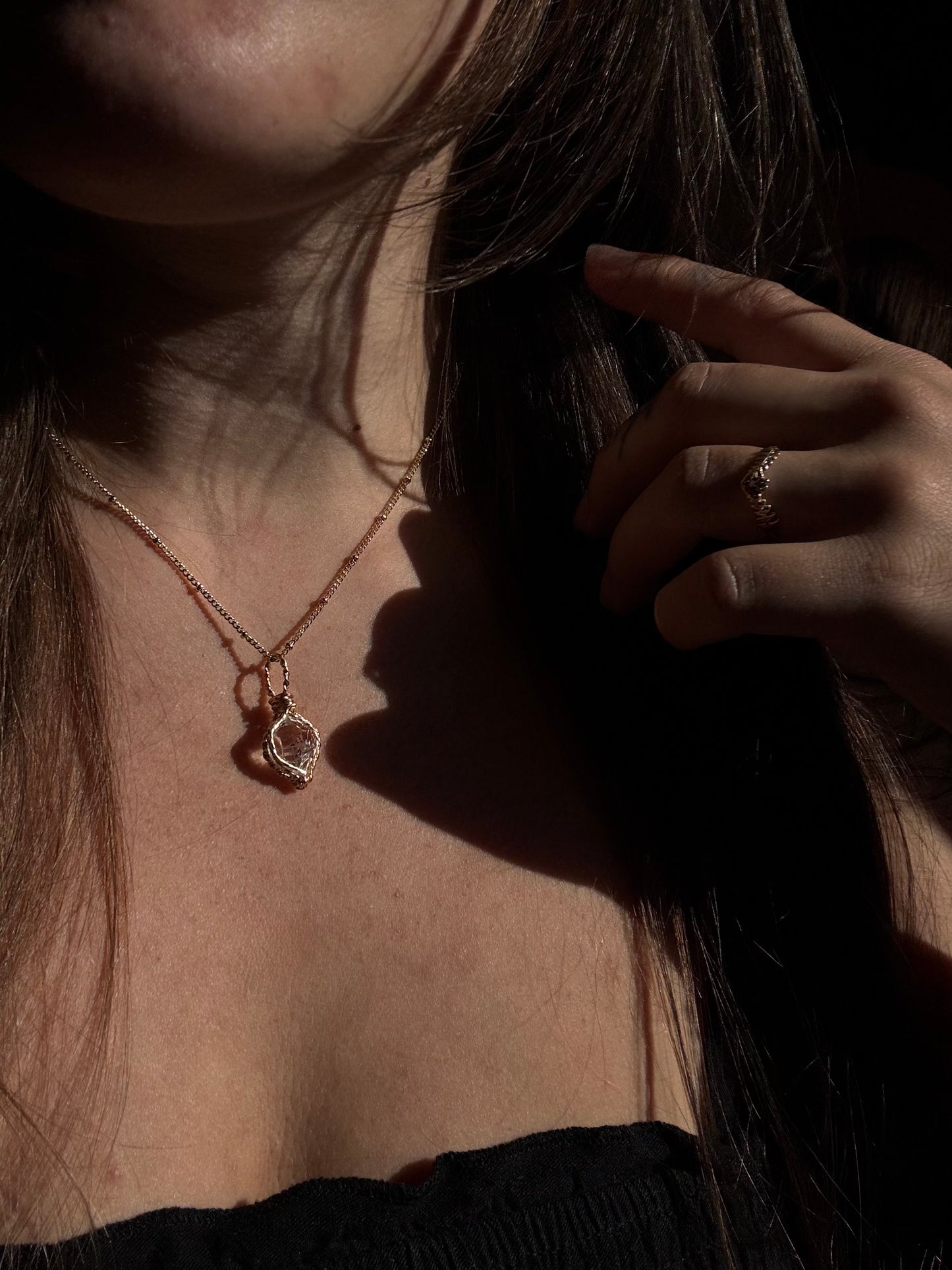 Herkimer Diamond in 14k Gold