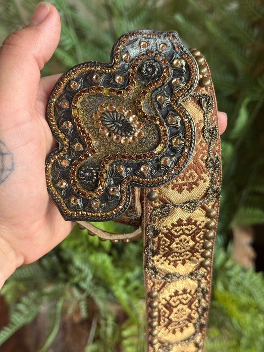 Size XL Boho silk and stud belt