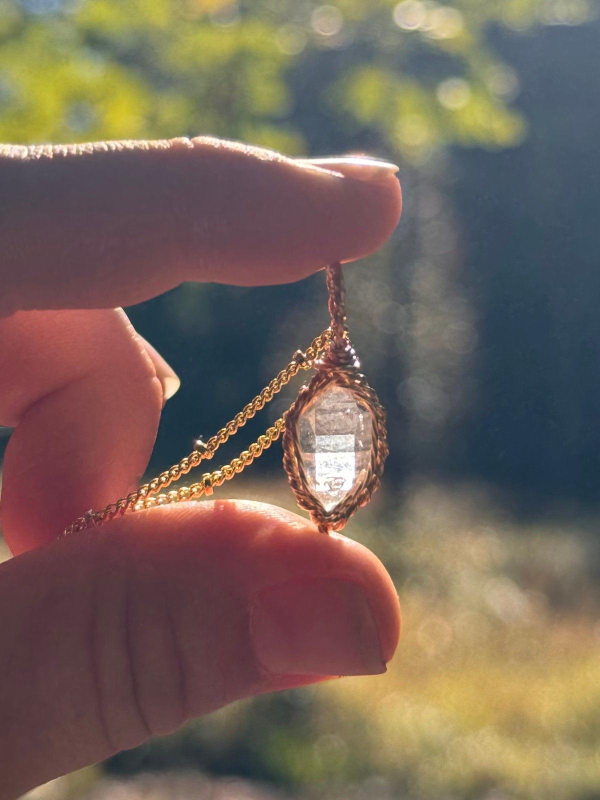 Wee Herkimer Diamond in 14k Gold