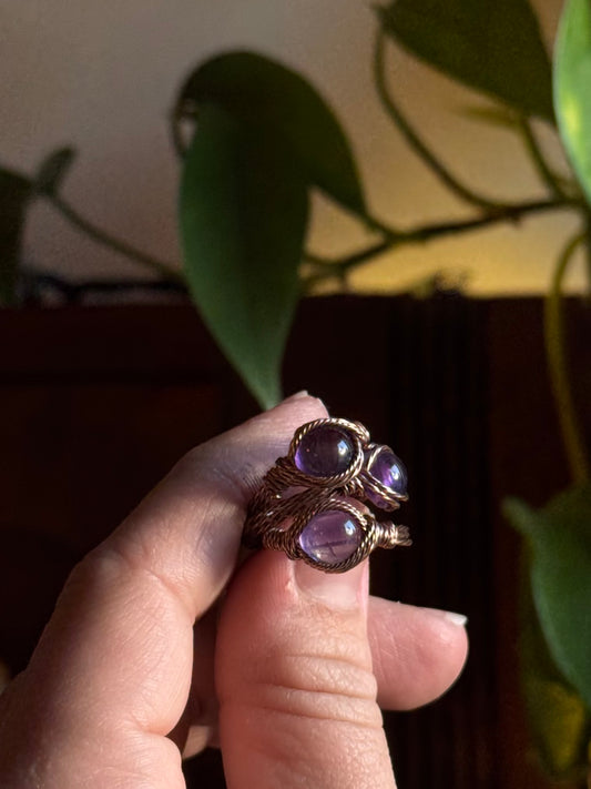 Amethyst Ring ~ Copper sizes 6-10
