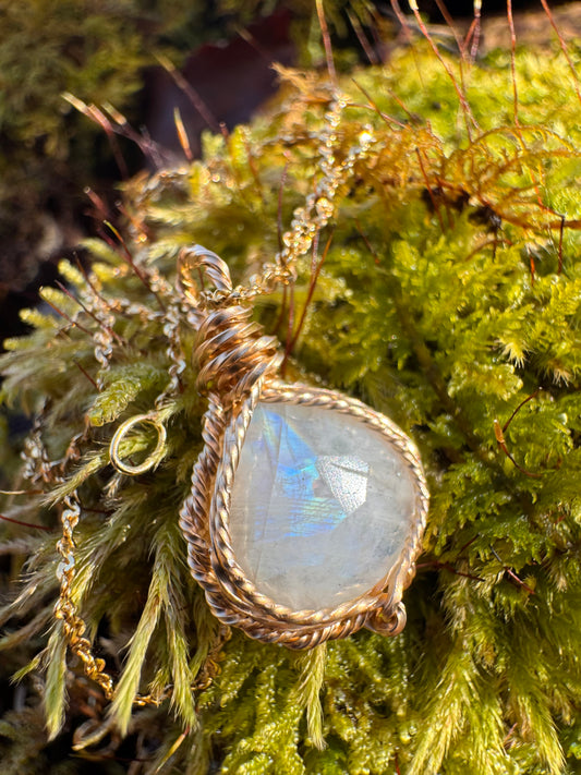Faceted Moonstone in 14k Gold