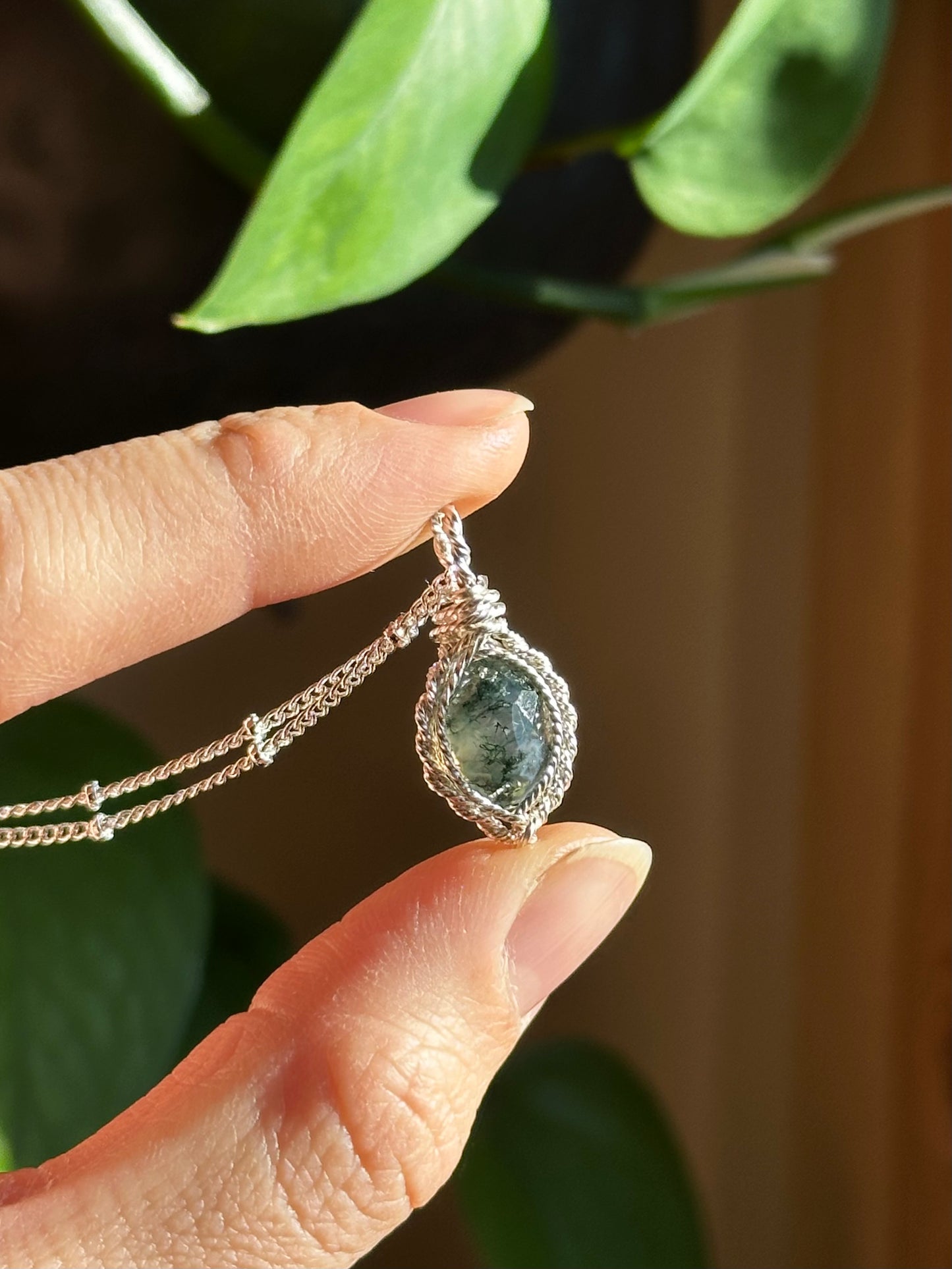 Mini Moss Agate in Sterling Silver