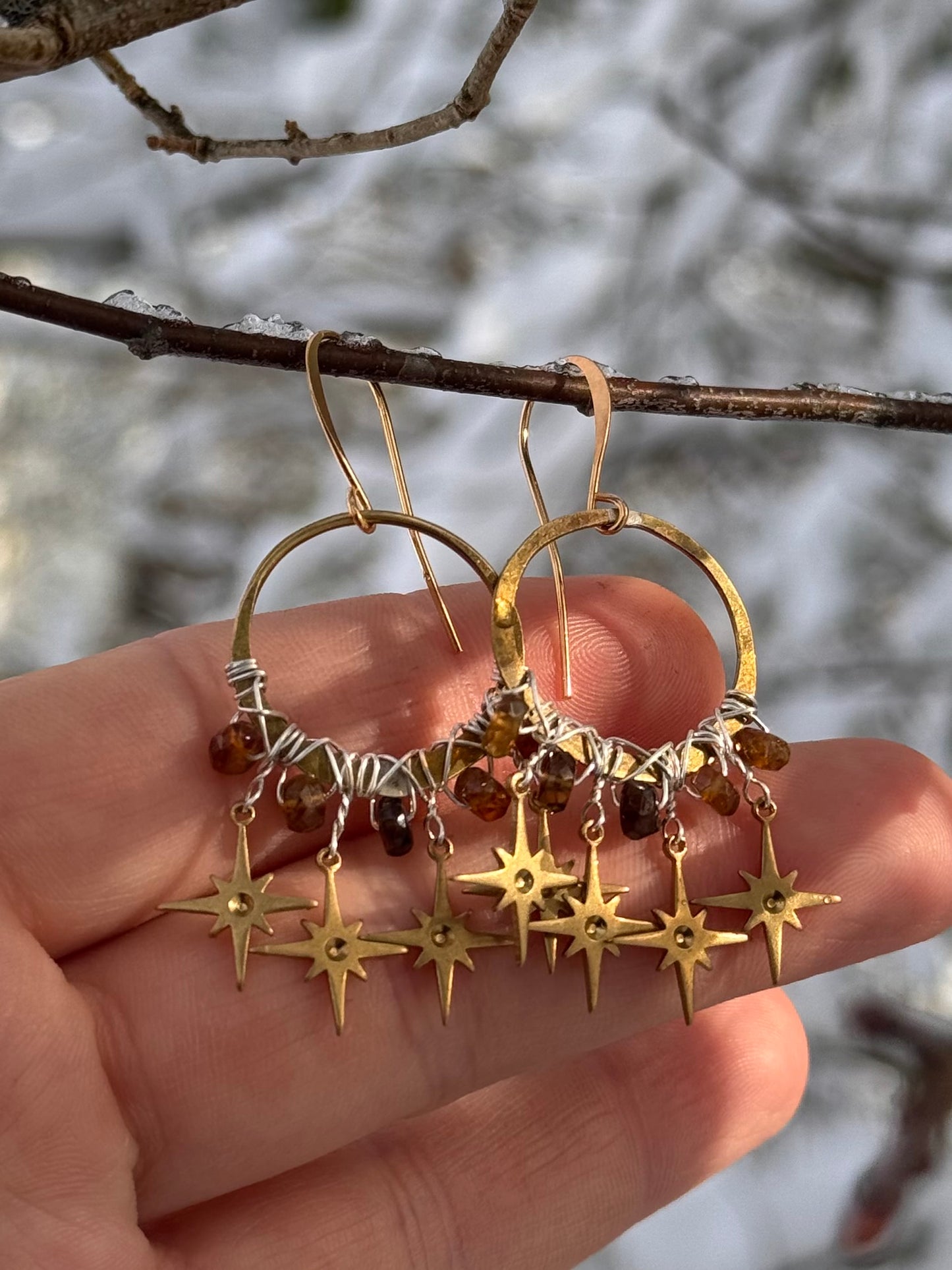 Solstice Hoop Earrings ~ brass and silver