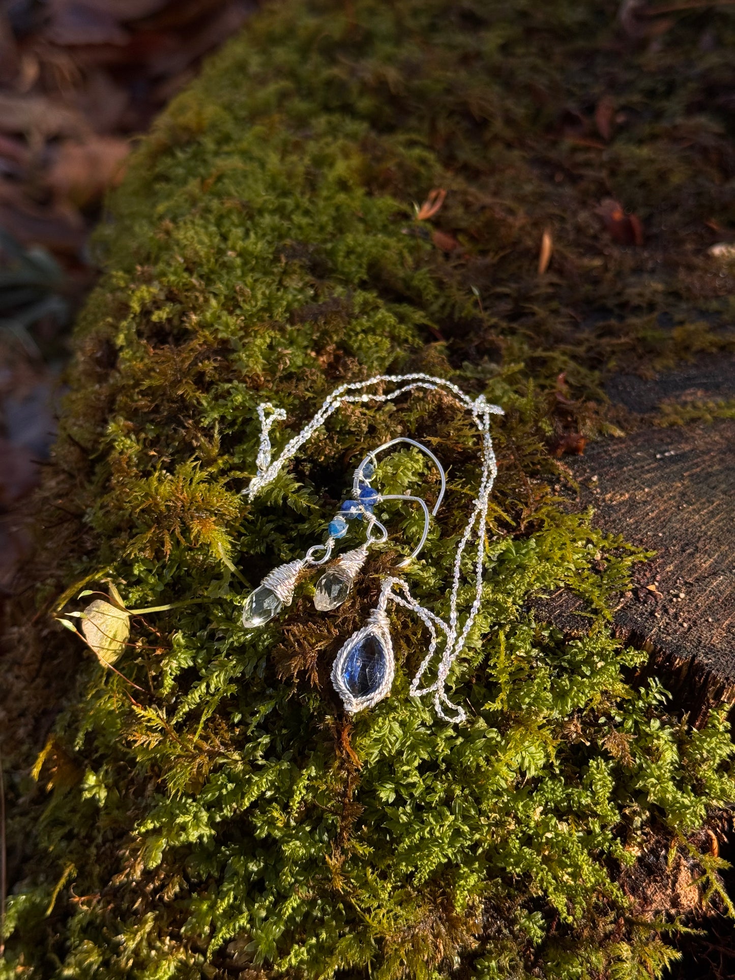 Kyanite Elf Earrings ~ solid sterling hooks and all!