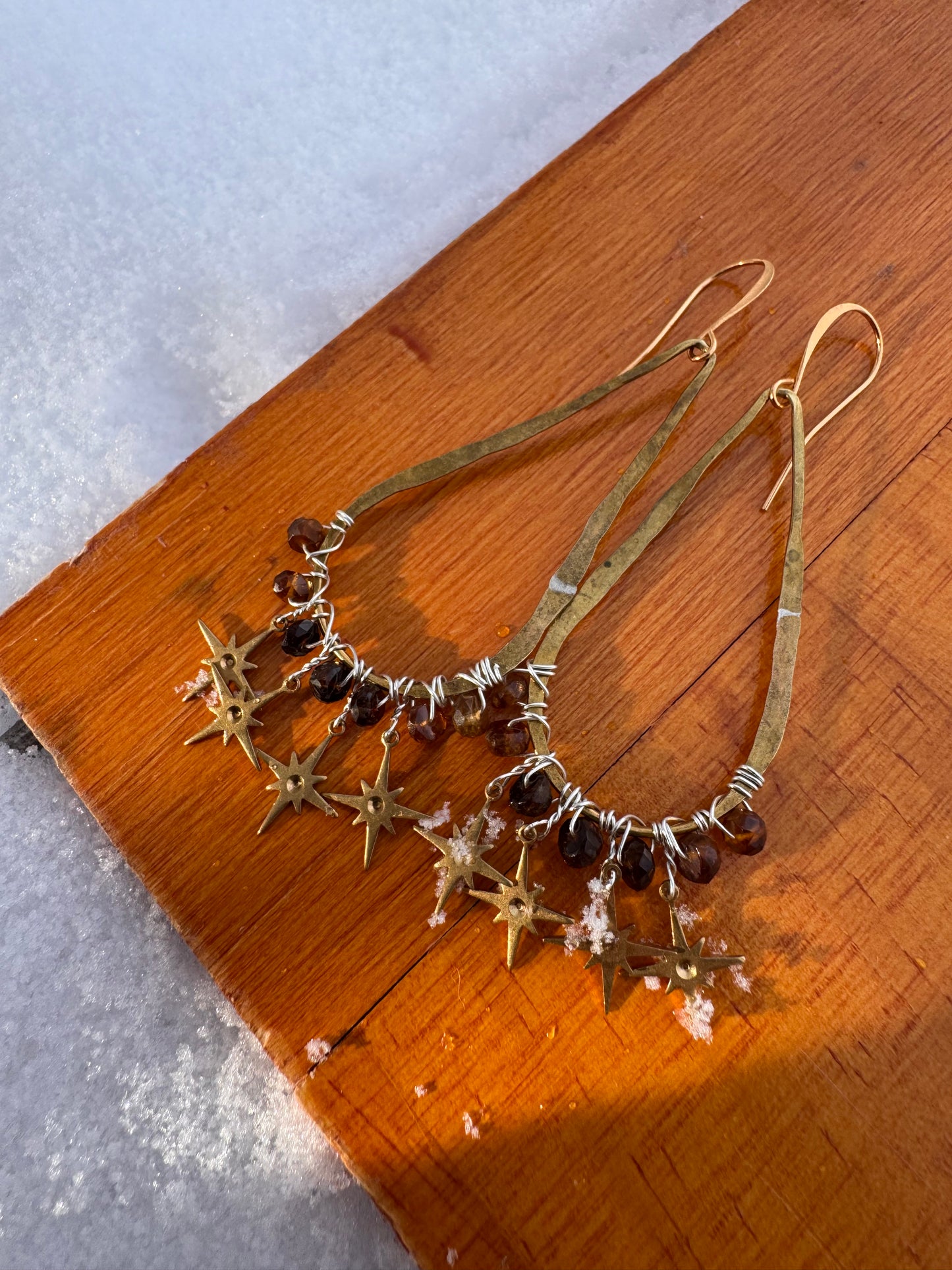 Solstice Hoop Earrings ~ bold brass and silver