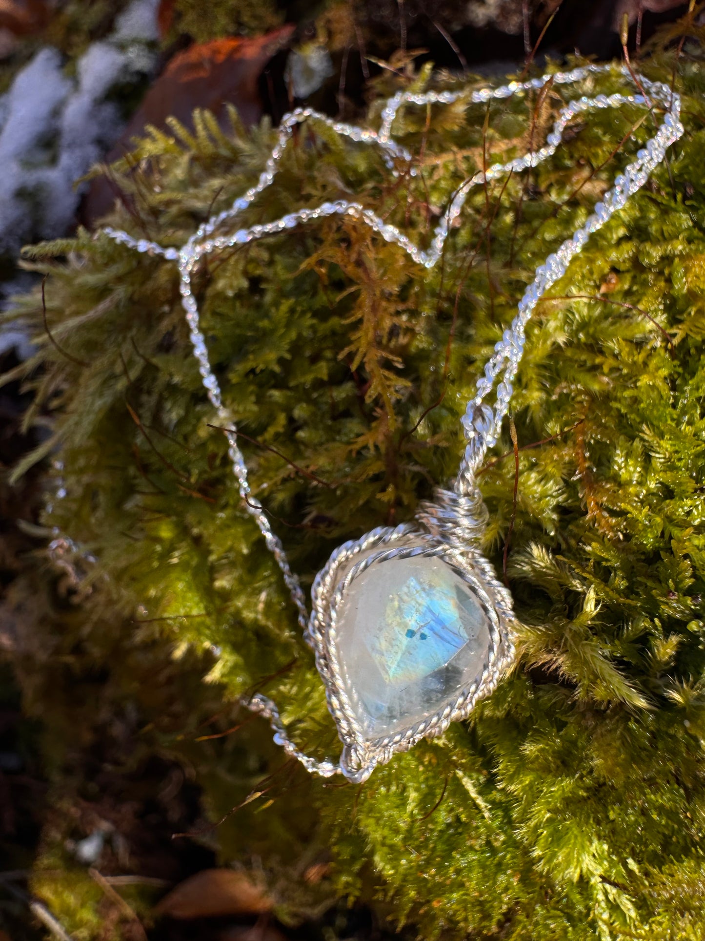 Faceted Moonstone in Sterling