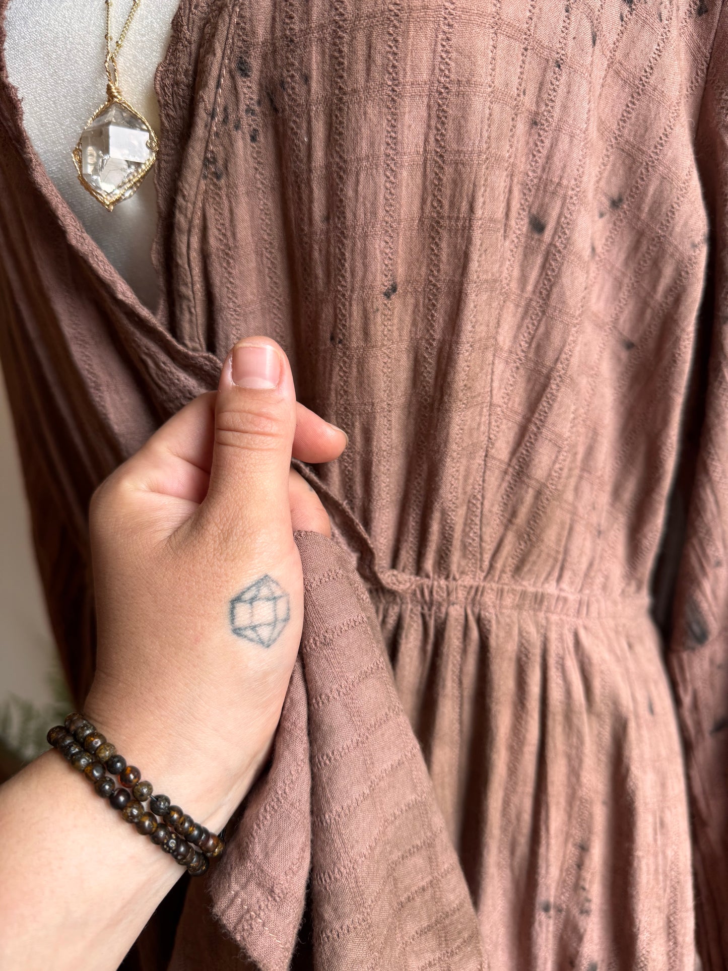 Eco Dye ~ speckled mauve cotton dress size 2XL