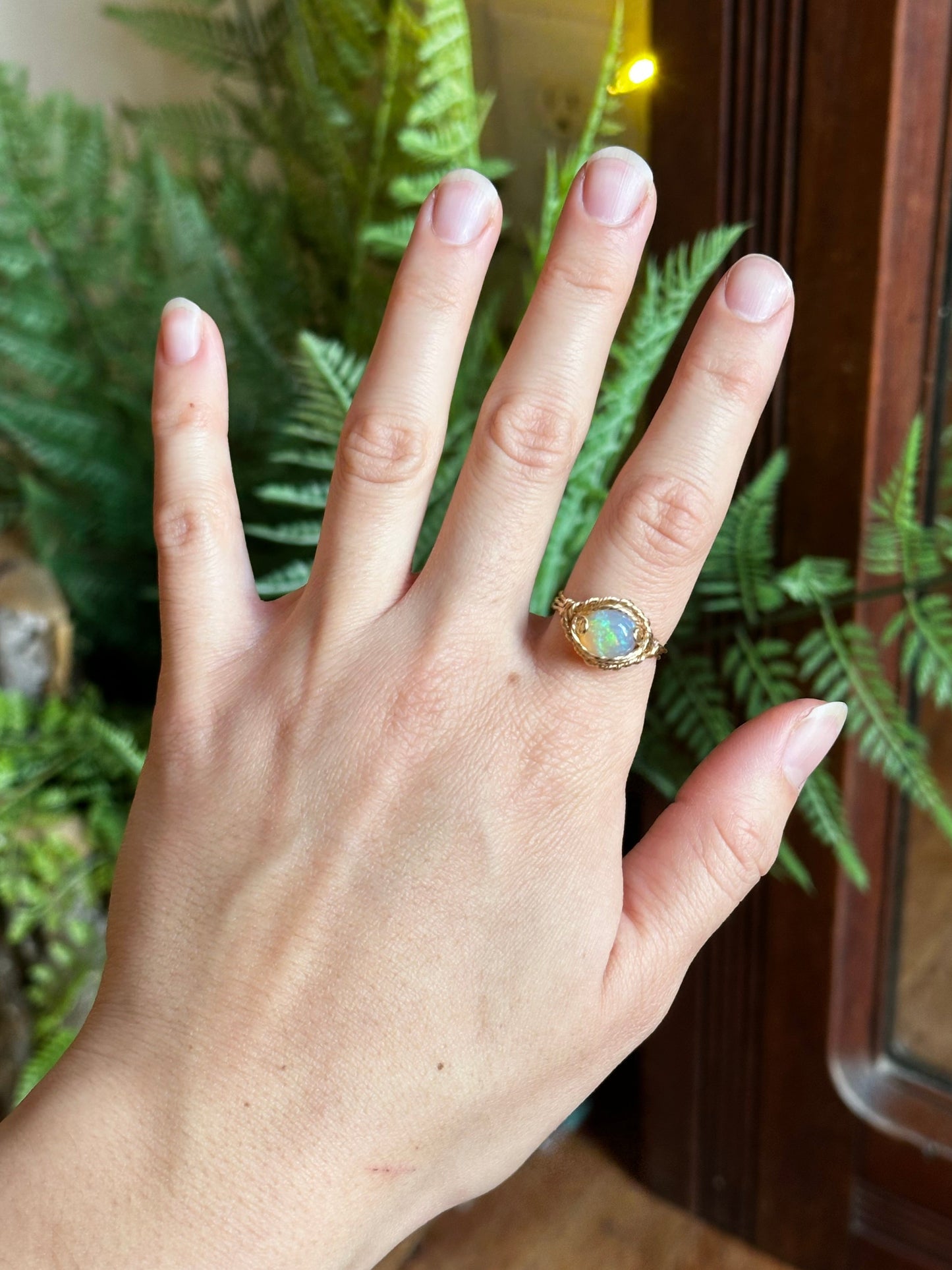 Opal Statement Ring ~ 14k Gold size 8