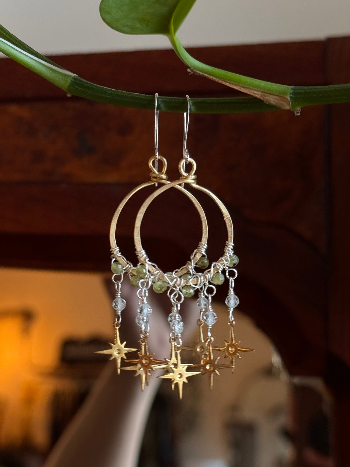 Andromeda Earrings ~ Peridot and Clear Quartz
